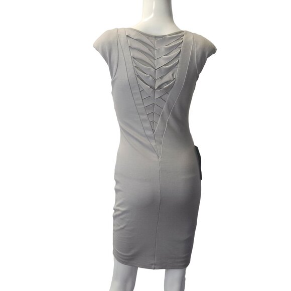 Bebe Interweave Deep V Dress Gray Small NWT - Picture 2 of 16